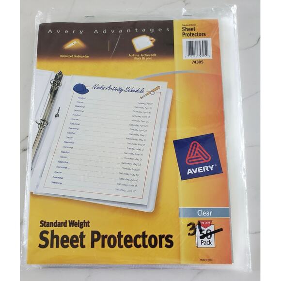 Avery Standard Weight Sheet Protectors Clear - 31 Sheets - Picture 1 of 4